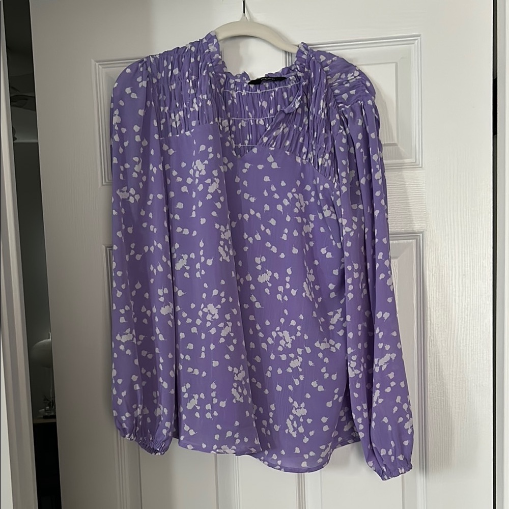 Purple Blouse with White Pattern